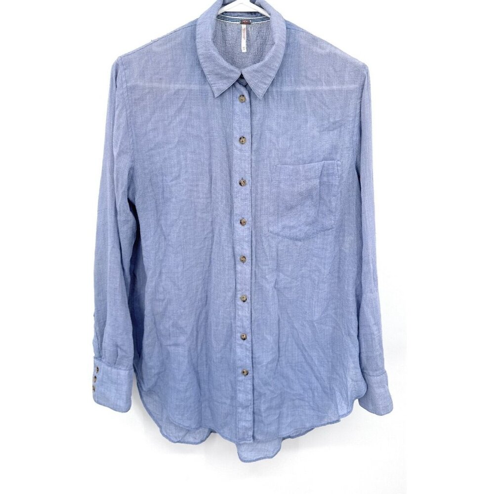 Free‎ People Large Button-up Shirt Billowy Tunic Sz XS